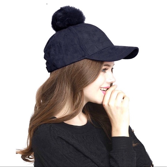 Accessories - Angela & William Faux Suede Leather Fur Pom/PomCap